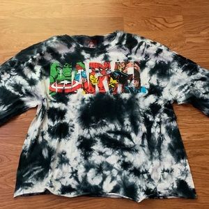Marvel, Long sleeve, Navy tie-dye, slightly cropped
